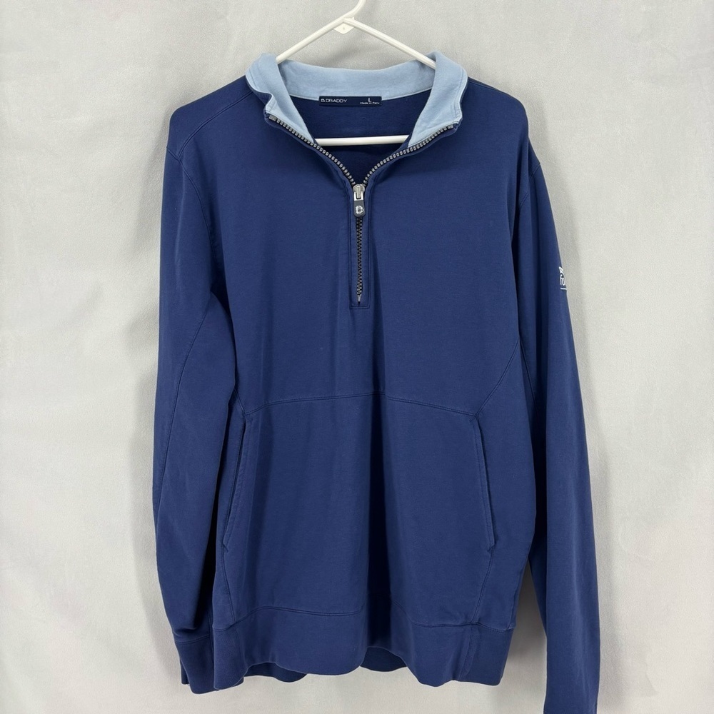 B. DRADDY men’s large blue pullover 1/4 zip golf performance Pima cotton